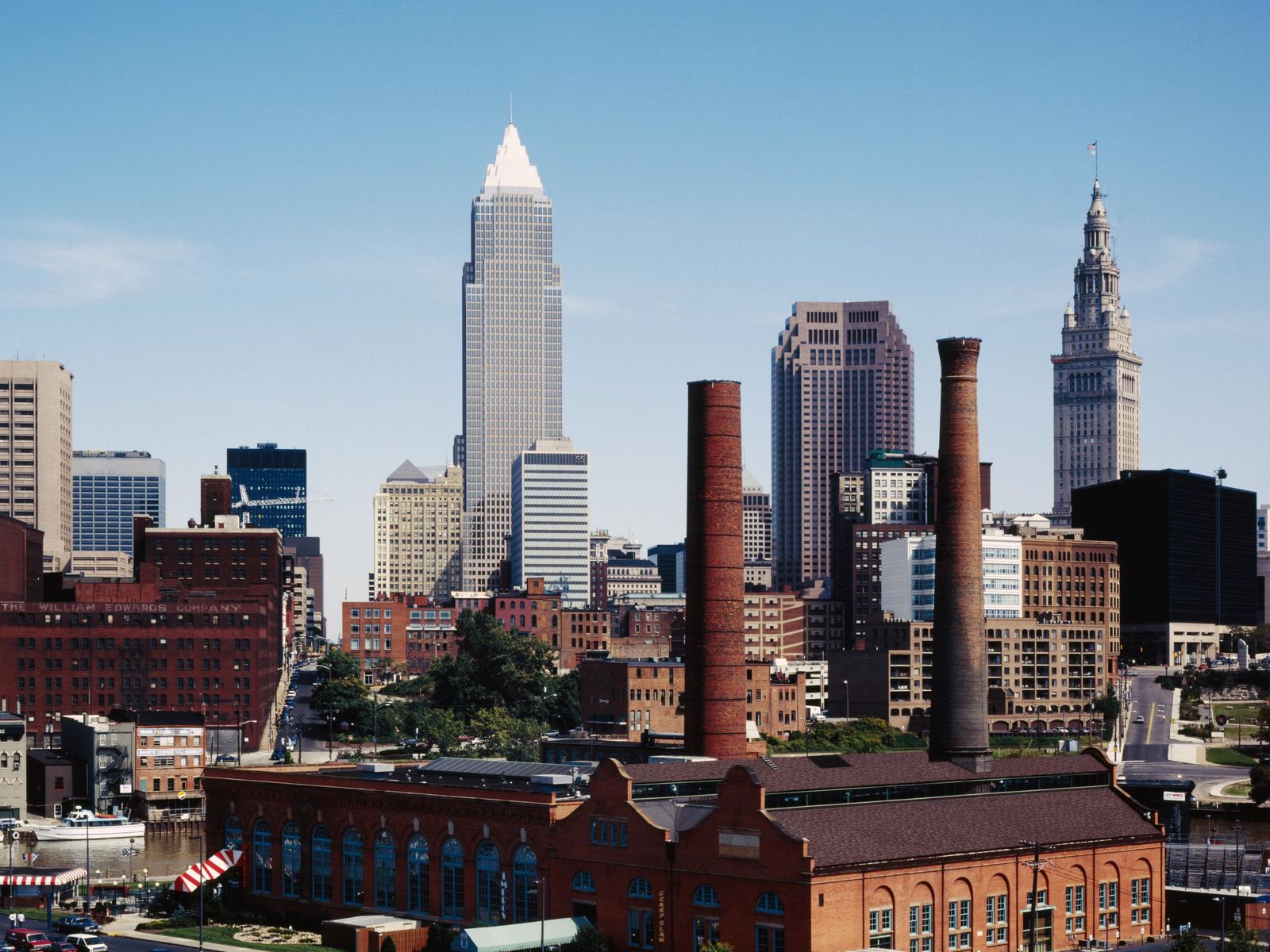 Downtown Cleveland skyline across the Cuyahoga River